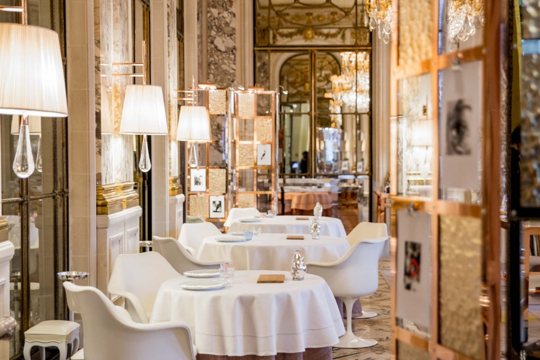 Alain Ducasse's restaurant at Le Meurice, the oldest of Paris's luxury hotels © dr