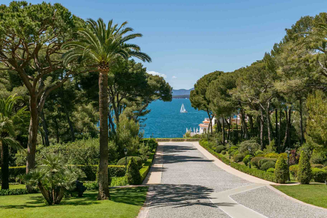 the grand avenue leading to the Cap Eden Roc Hotel at Cap d'Antibes © dr
