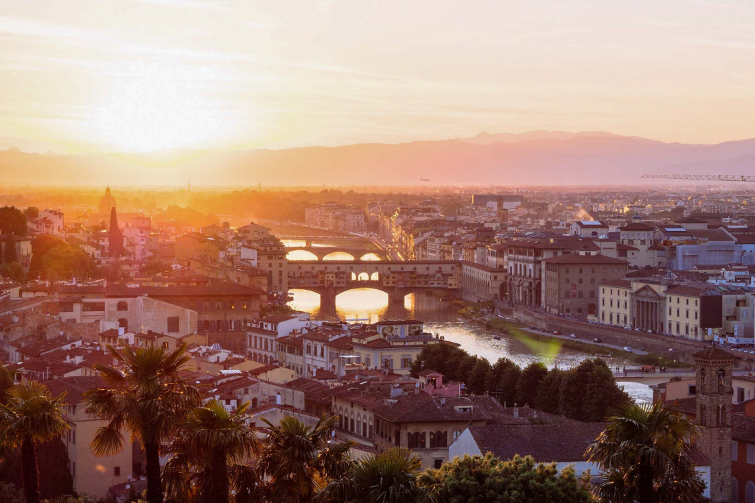 The row of bridges over the Arno, glistening in the sunset—an unforgettable memory © mark tegethoff